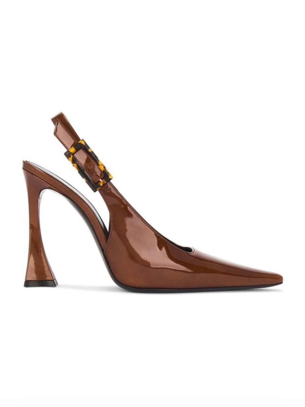 SAINT LAURENT Wood Brown Dune Slingback Pump 39
